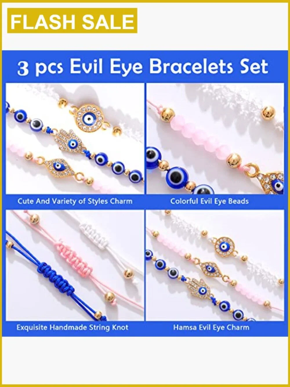 Best Friend Bracelets Couple Friendship Evil Eye Adjustable Bracelet Gift